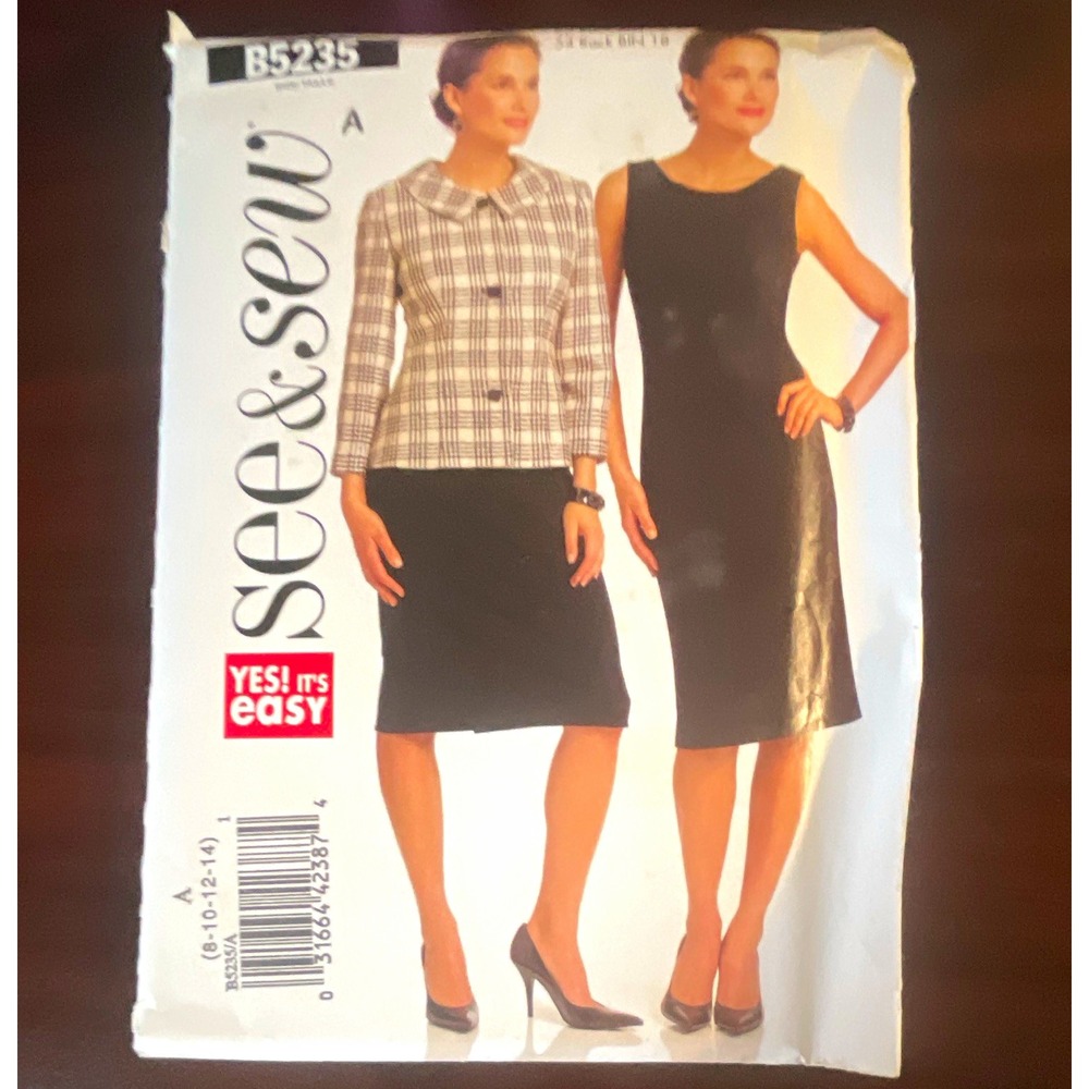 See & Sew B5235 VTG 2000s Misses Petite Jacket & Dress Pattern Sz 8-16 UNCUT